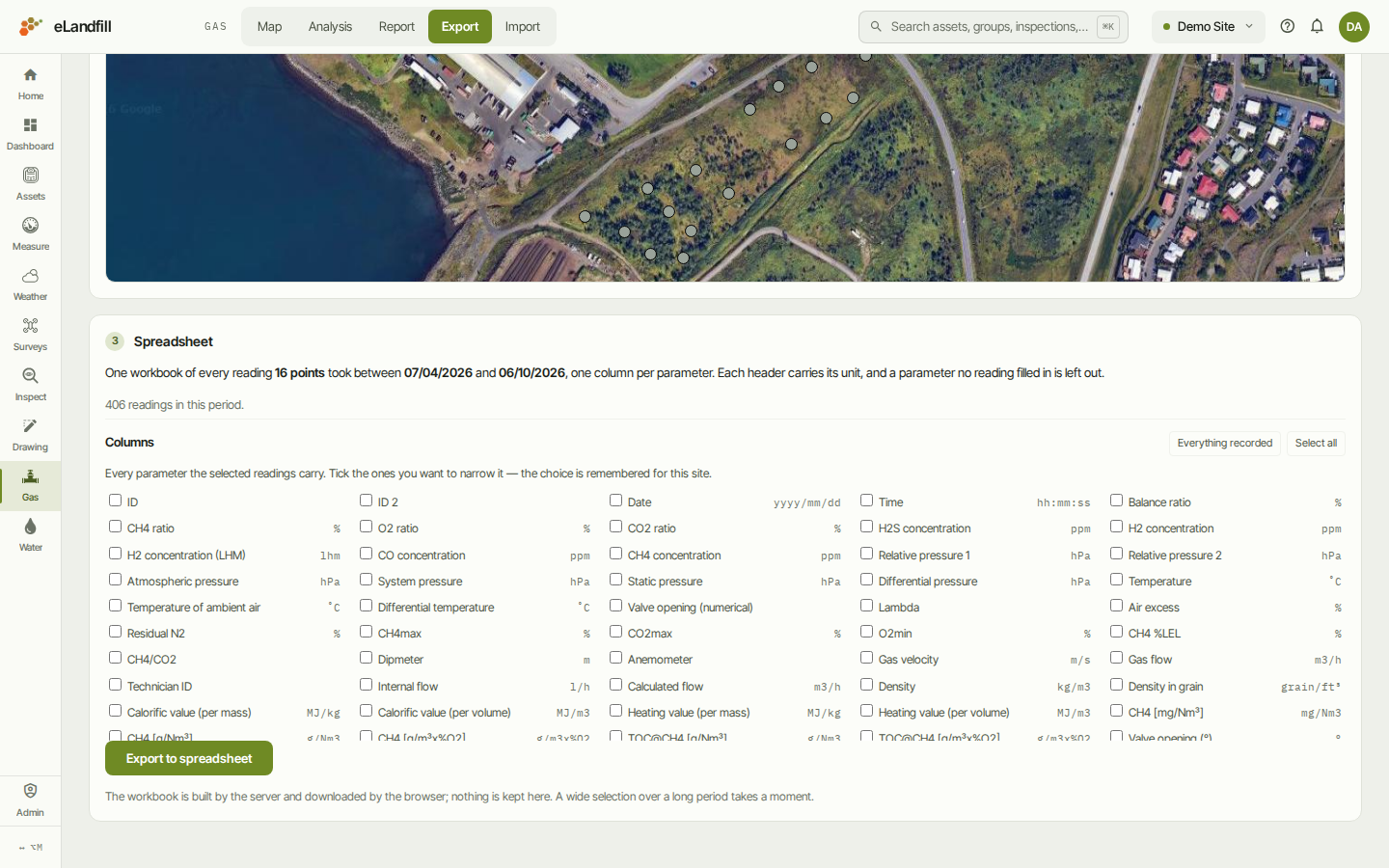Step 3: choosing the columns of the workbook